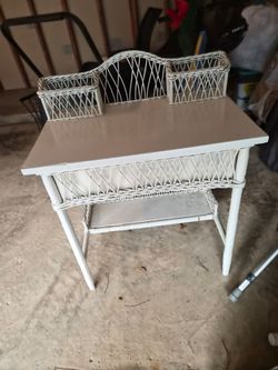 Vintage painted wicker desk