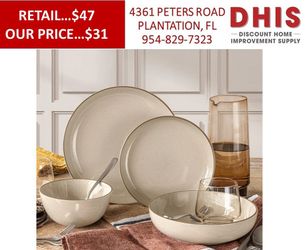 over&back Options 16-piece Dinnerware Set In Beige NEW