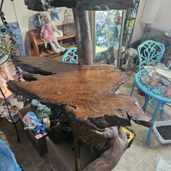 Burl Wood Two Shelf Table