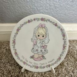 Precious Moments “This Day Has Been Made In Heaven” Miniature Plate And Stand