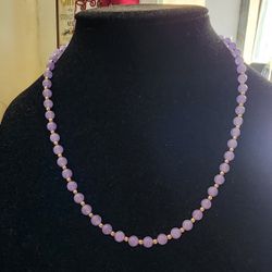 Real 14K Gold And Lavender Jadeite Necklace