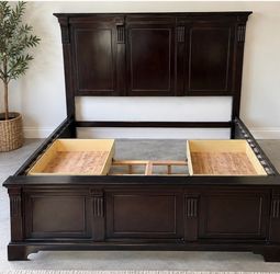 Solid Wood king size Heirloom Storage Bed w/ Cedar-Lined Drawers – $620 OBO
