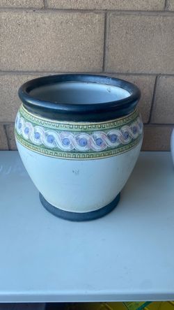 Hand painted stoneware planter