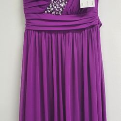 Purple Color Dress With Rine Stone Neck Size XS 