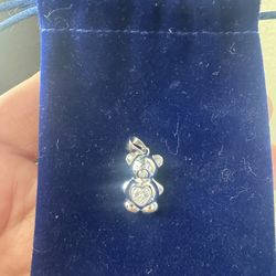 925 Sterling Silver Bear With Moissanite Pendant
