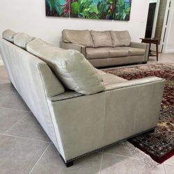 Pottery Barn Leather Statesville Sectional Couch/Sofa Set & Ottoman - FREE Delivery 🚚 