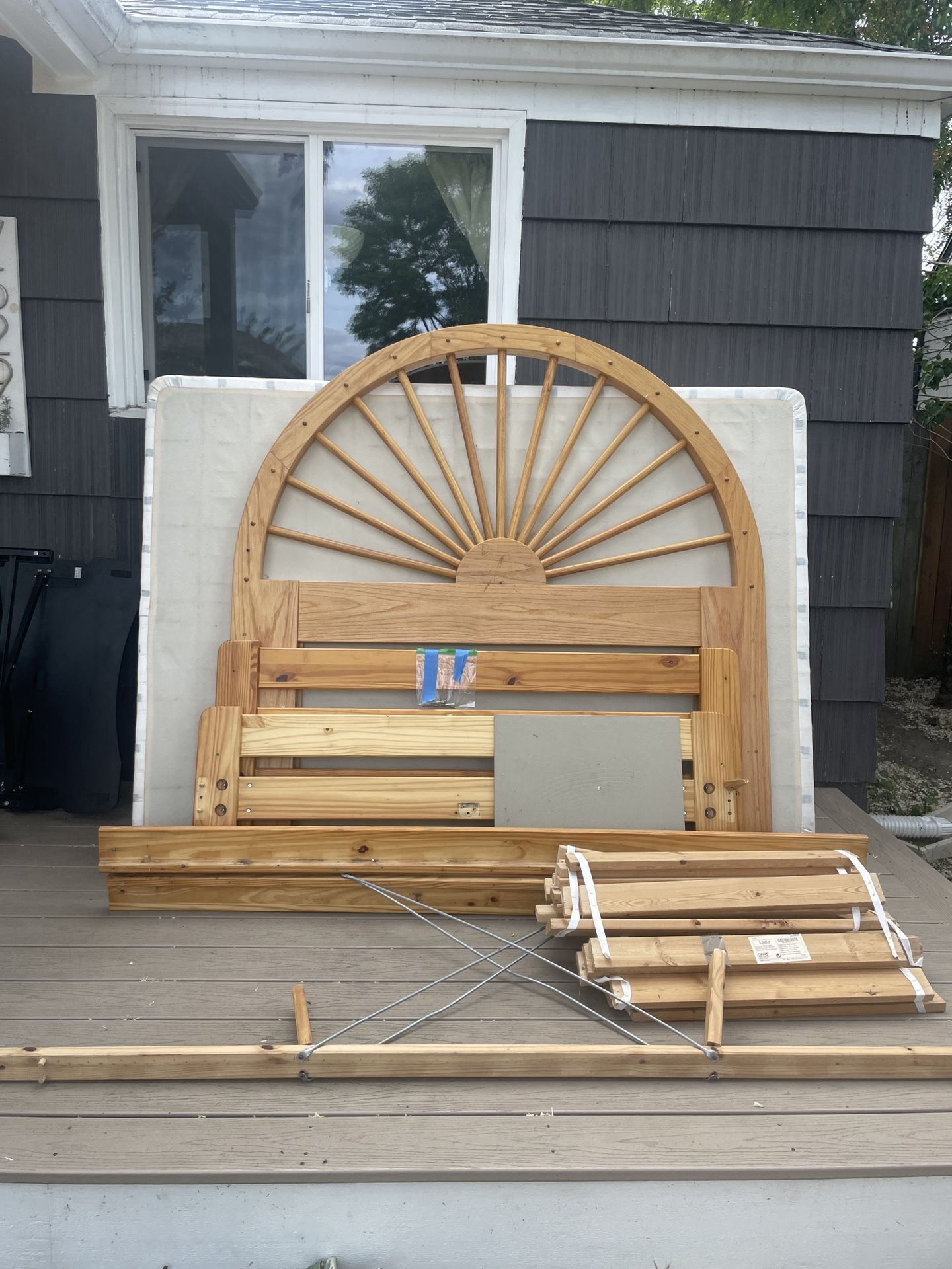 Free Wood Bed Frame, Mattress And Box spring