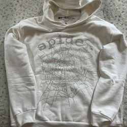 White Rhinestone Sp5der Hoodie  