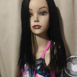Medium Length Black Wig