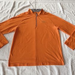 Mens Reebok 1/4 Zip Outdoor Pullover Shirt, Very Soft, Orange/Tangerine, Sz XL