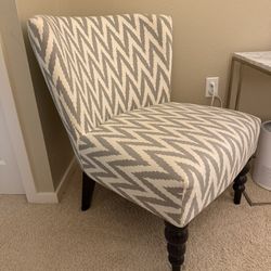 West Elm Chevron Wingback Chair – Grey & White
