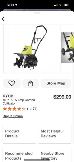 RYOBI 16 in. 13.5 Amp Corded Cultivator