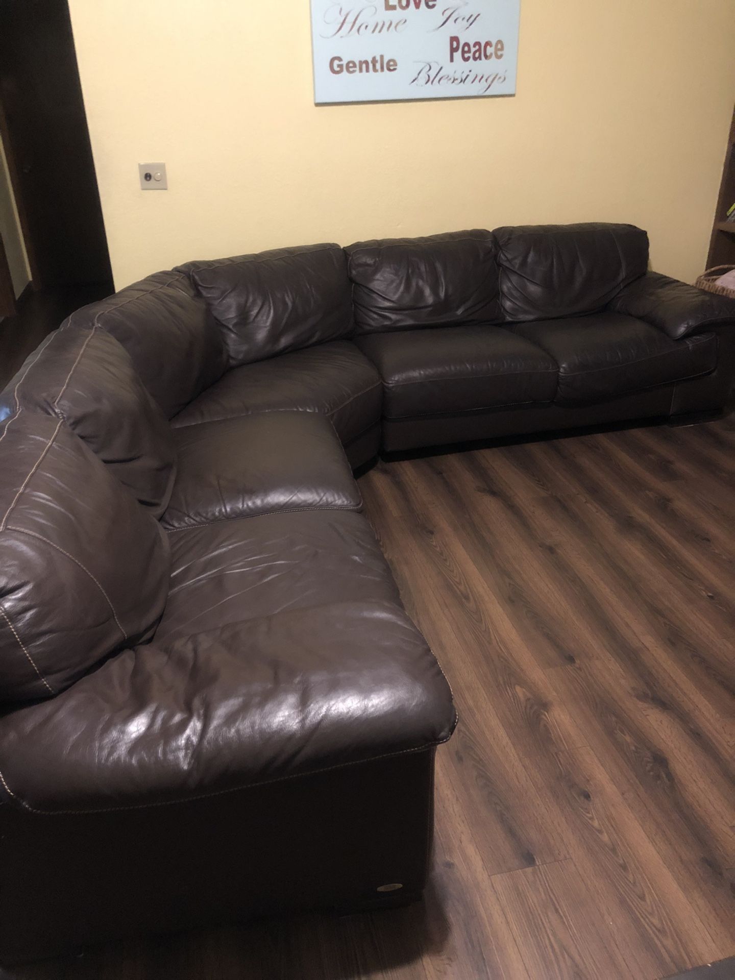Cindy Crawford Leather Sectional Sofa Couch