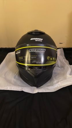 Crown Racing Full Face Motorcycle Helmet | DOT Certified | Dual Visor (Clear + Tinted) | Matte Black