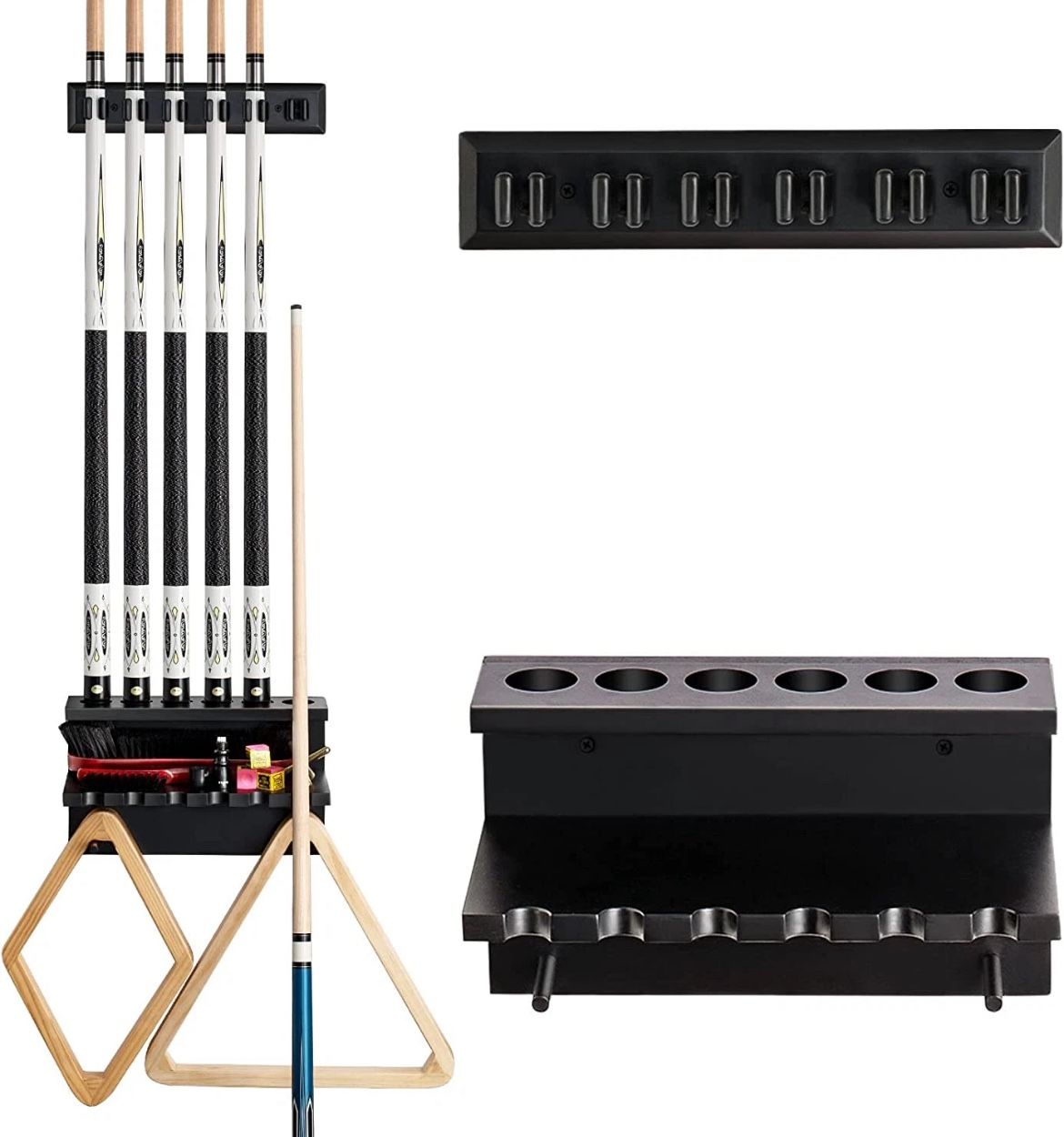 Wall Mount Pool Cue Rack - Black - Holds 6 Cue Sticks for Sale in West ...