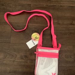 Hurley Pink And Clear Stadium Crossbody Bag Adjustable Strap For Concert, Events And Game Compliant NWT