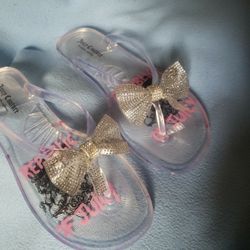 Juicy Couture Rhinestones Clear Jelly Flip Flop Sandals 