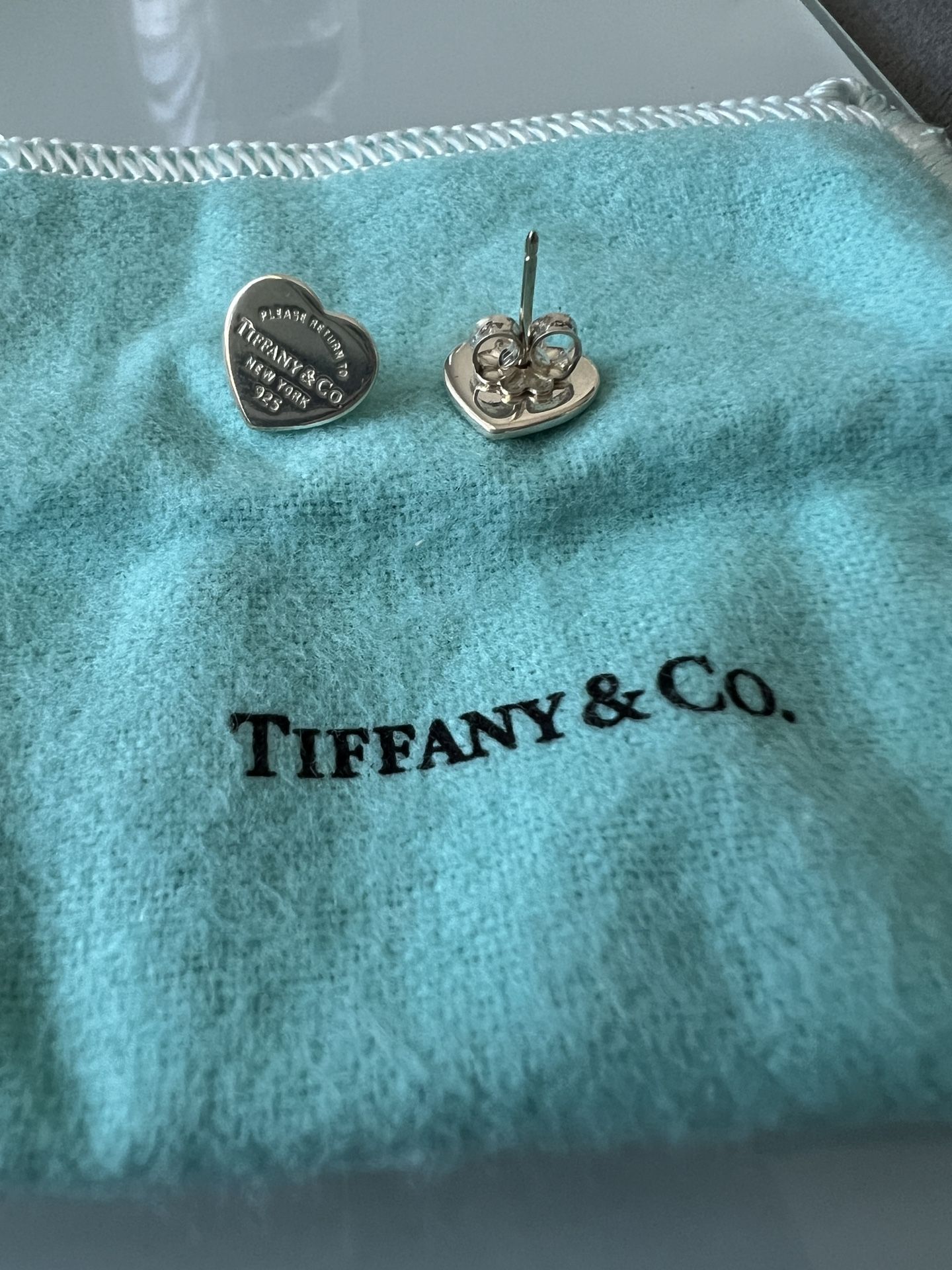 Tiffany Heart Tag Earrings, 925 Sterling Silver Jewelry 