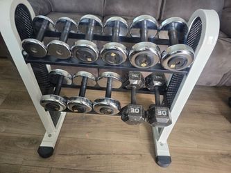 Vintage Weider Chrome Dumbbell Set with Weight Rack