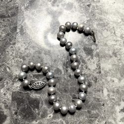 Gray Pearl Strand Bracelet With Sterling Silver Clasp