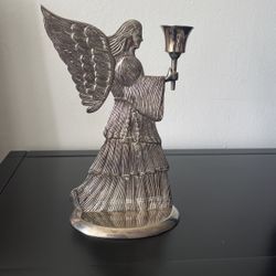 Silver platter Angel Candle Holder 9”H
