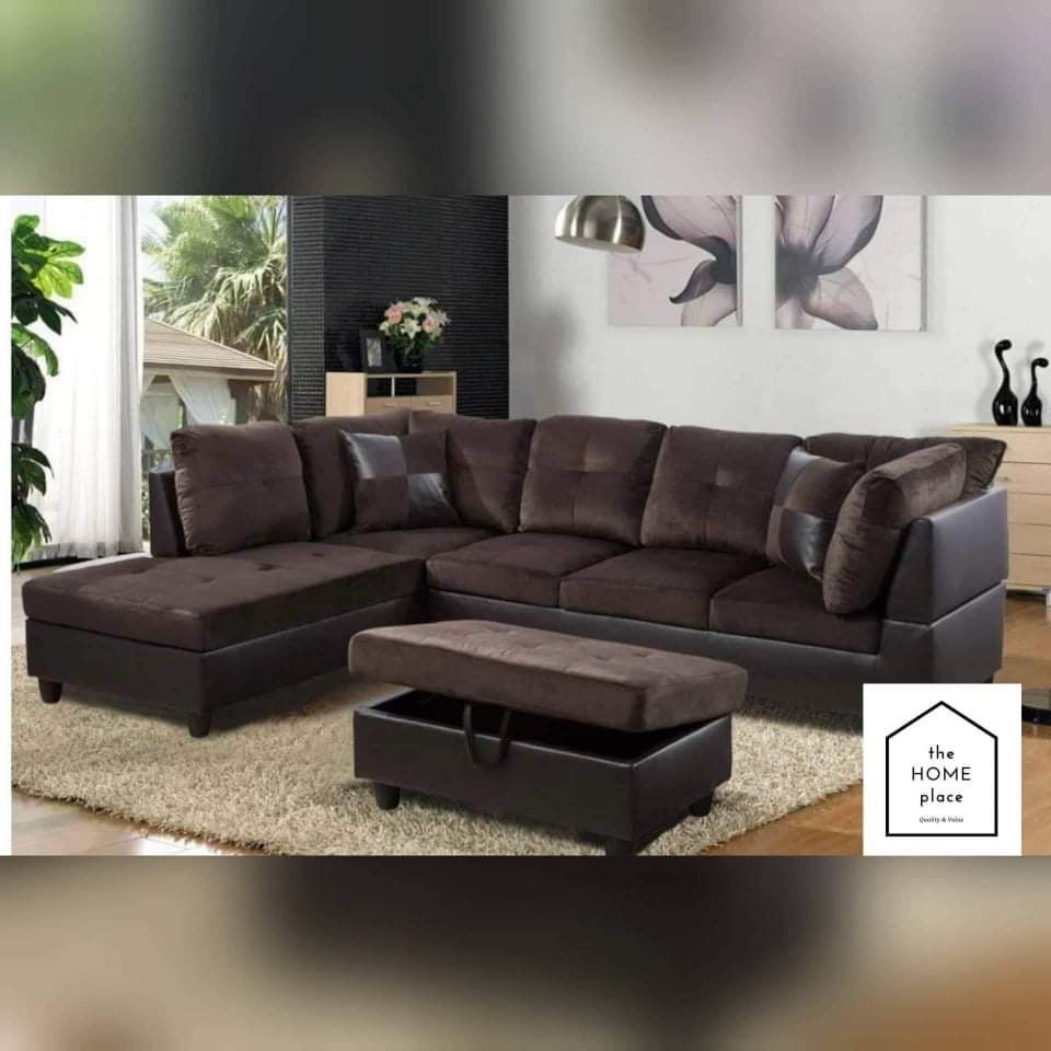 Brand New Sectional 2pcs With FREE Ottoman Ready For Delivery 🚚