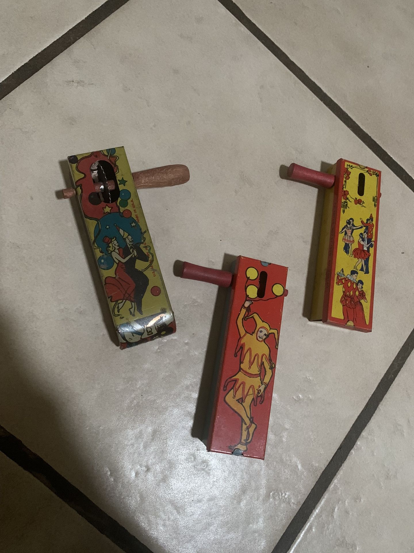 X3 Antique Deco Tin Litho Music Makers