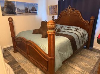 Cal King comforter set with Decorative Pillows, Curtain and valances
