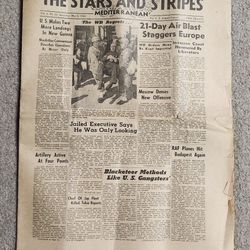 The Stars And Stripes Mediterranean Original Newspaper 1944