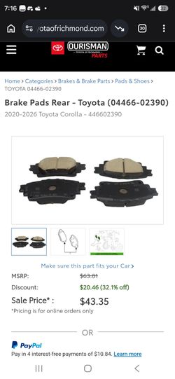 Toyota Genuine Brake Pads (04(contact info removed)0)