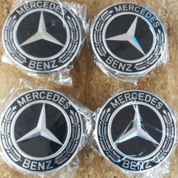 Set of 4 - New -75mm /3 Inch Mercedes Benz Center Caps black Wheel Caps - Mercedes Wheel Caps - Mercedes Benz Center Wheel Caps 🎈FIRM PRICE🎈