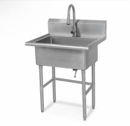 Glacier Bay 30" Stainless Steel Commercial Utility Sink with Faucet – NEW