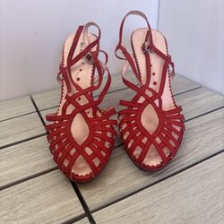 Go Max Super Cute Red Strap Heels size 9