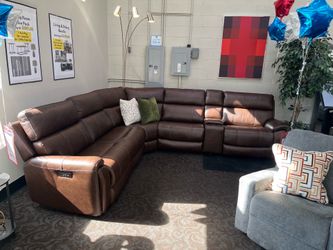 Brazilian Leather 6pc Power Sectional