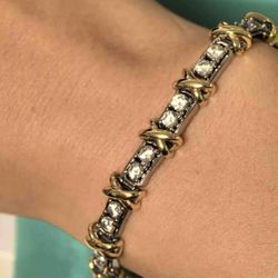 Sixteen Stone by Tiffany Bracelet in Platinum and Yellow Gold with Diamonds