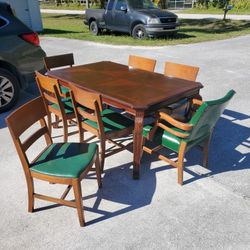 Dining Table And 7 Chairs ,Leaf, And Like New