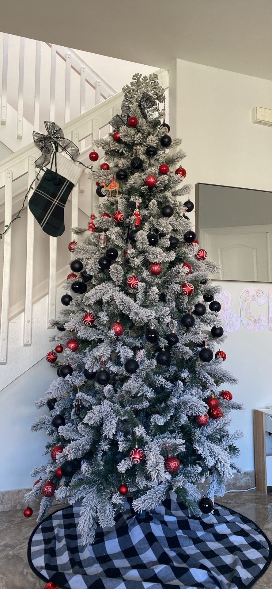 Flocked Christmas Tree, Pre-lit, Vermont Ashland Christmas Tree, 7.5 FT