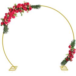 Fomcet 9.5FT Gold Round Backdrop Stand Metal Large Circle Wedding Balloon Arch Frame For Ceremony Bridal Shower Birthday Thanksgiving Christmas Recept