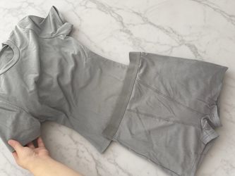 Gray Ribbed Athletic Two-Piece Set