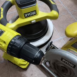  Ryobi Tool Drill Saw And polish Tool Include One batery But Not Charger All In Working Condition 