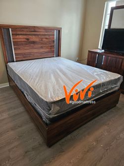 NEW QUEEN PILLOW TOP MATTRESS WITH BOX SPRING 2PC. BED FRAME ISN'T AVAILABLE