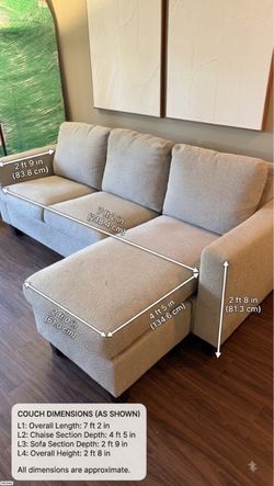 3-Piece Light Gray / Beige L-Shaped Sectional Sofa / built in USB/USBC Charging & Cup Holders