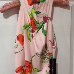 BRAND NEW & NEVER WORN Adorable Woman’s Floral High-Neck Fitted Midi Dress ~ Size Small!