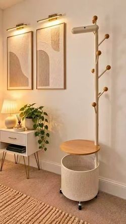 Giraffe Coat Rack with Table and Laundry Basket