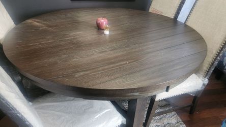 Round Wood Dining Table Dark Brown