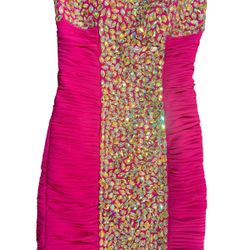 Pink sequin Ruched Mini dress Sleeveless Size M