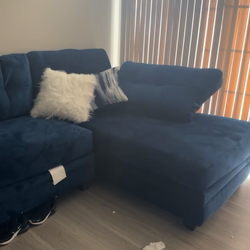 Blue velvet couch