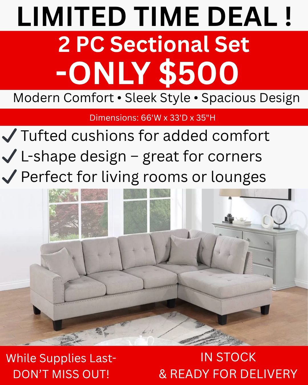 2 Pc Sectional Set