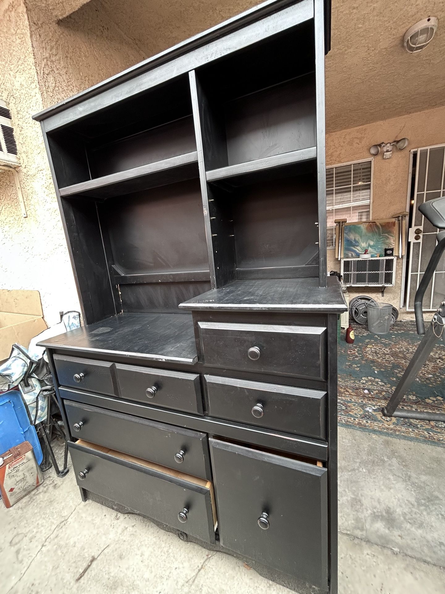 Black Dresser with Shelves