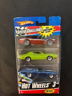 2011 Hot Wheels 3 Speed Challenge Ford Mustang , Charger, Chevelle Wagon 3 Pack
